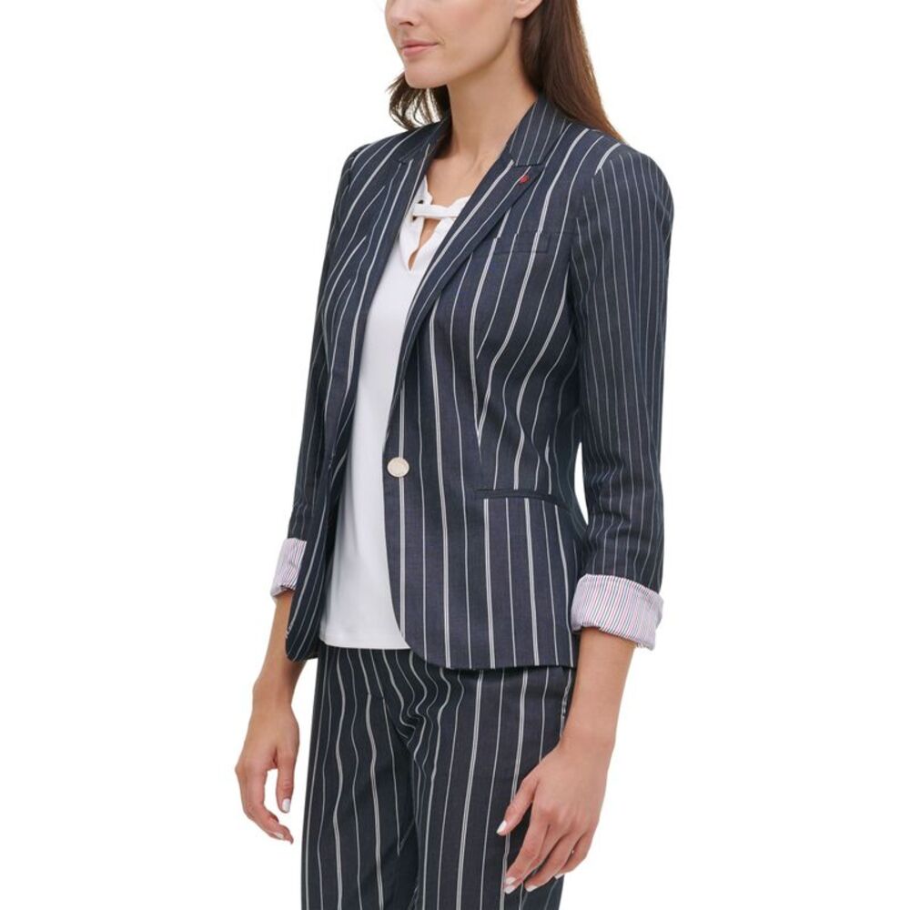 Tommy Hilfiger Striped One Button Blazer